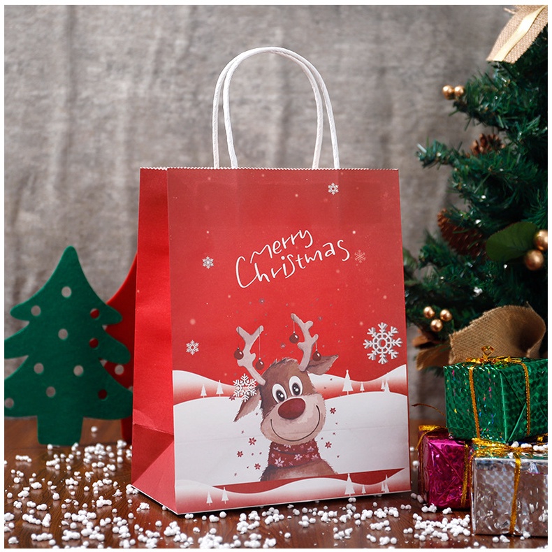 Túi giấy kraft đựng quà Giáng sinh họa tiết ông già Noel/cây thông/tuần lộc