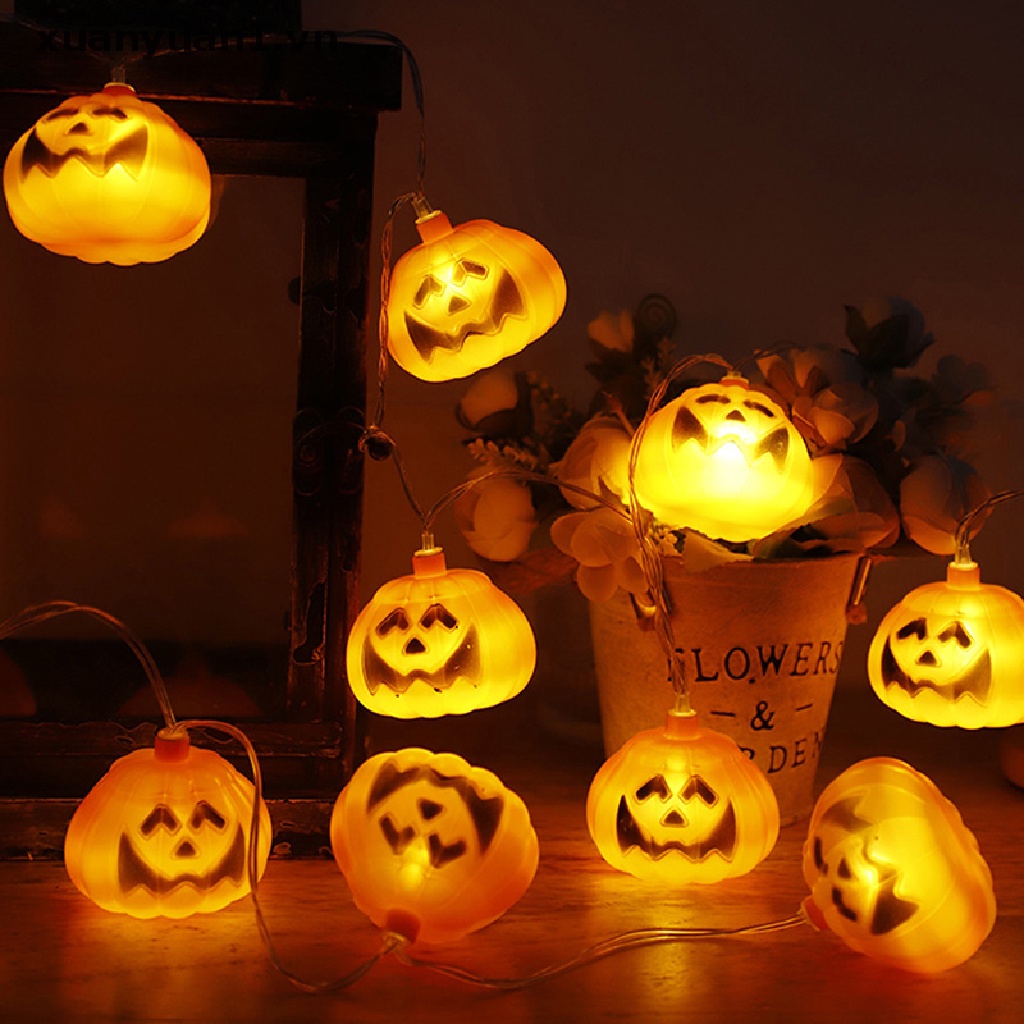 2m Dây Đèn LED 10 Bóng Hình Bí Ngô Trang Trí Halloween