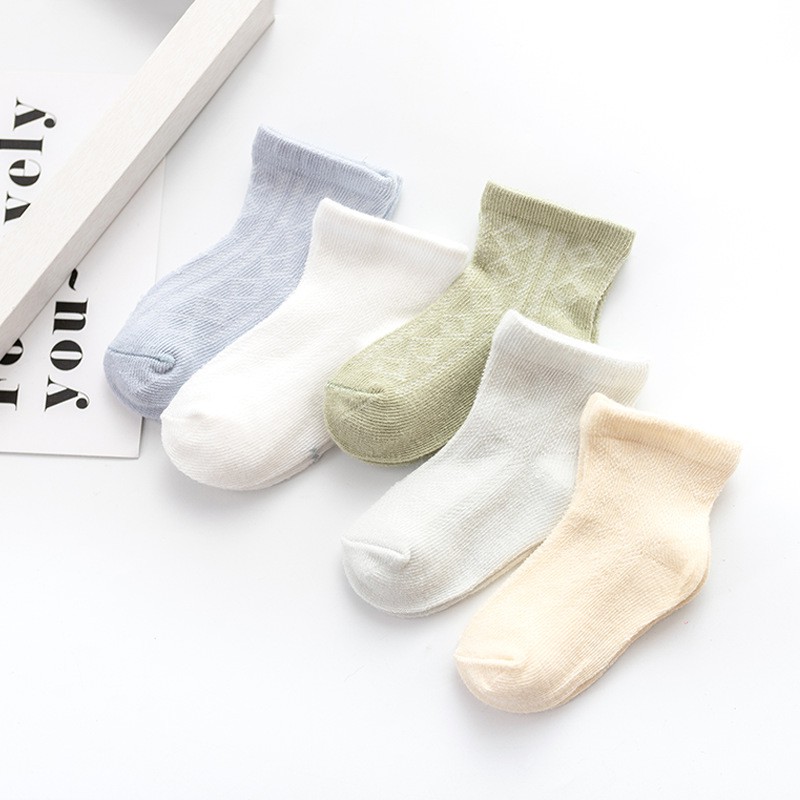 5 Pairs 0-5Yrs Newborn Baby Soft Cotton Socks for Girl Boy Solid Color Kids Sock