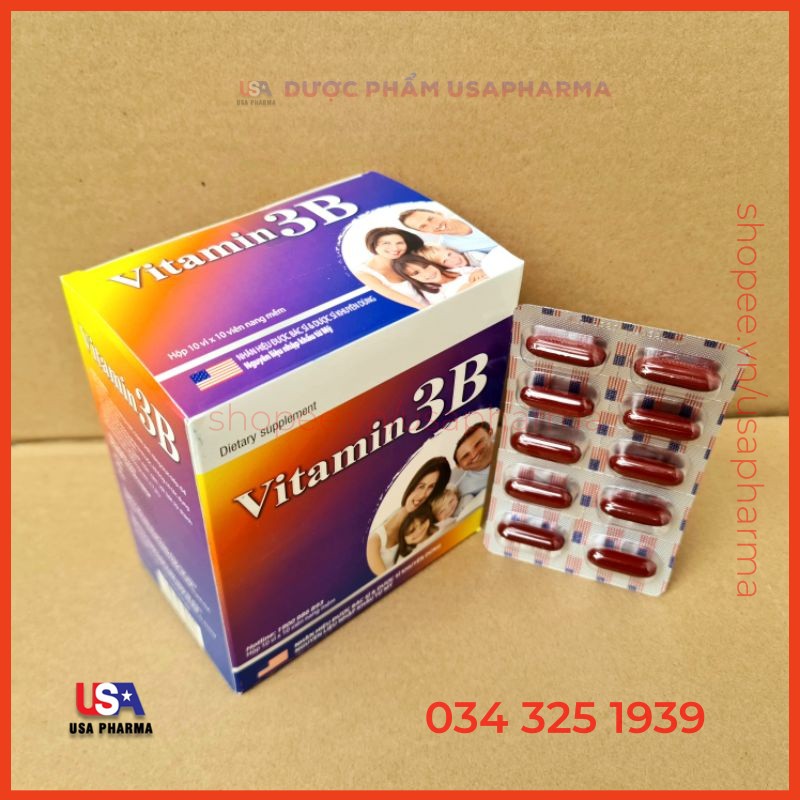Vitamin 3B Giúp bổ sung và dự phòng thiếu hụt vitamin B1, B6, B12 cho cơ thể - Hộp màu tím 100 viên