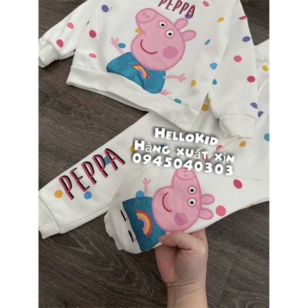 S04 - Bộ nỉ heo Peppa chấm bi