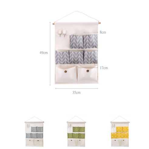 Túi vải treo tường 7 ngăn đựng đồ tiện ích vintage canvas Túi Treo Vải nhiều ngăn kèm móc treo TRT1