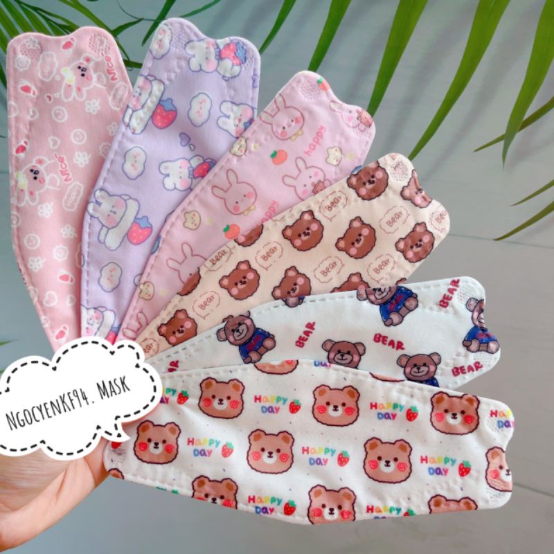 [ Mẫu Mới Có Sẵn ] Gói 10 chiếc khẩu trang KF94 hoạ tiết dễ thương size người lớn