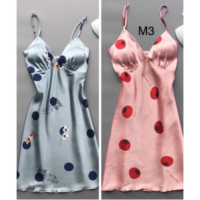 Đầm ngủ lụa 2 dây kèm mút ngực | BigBuy360 - bigbuy360.vn