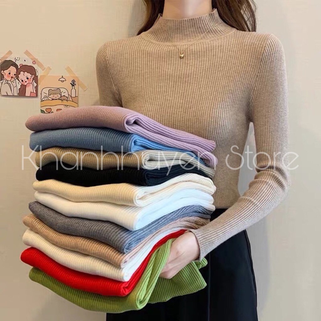 Áo len tăm giữ nhiệt cổ cao 3cm siêu ấm hàng cao cấp
