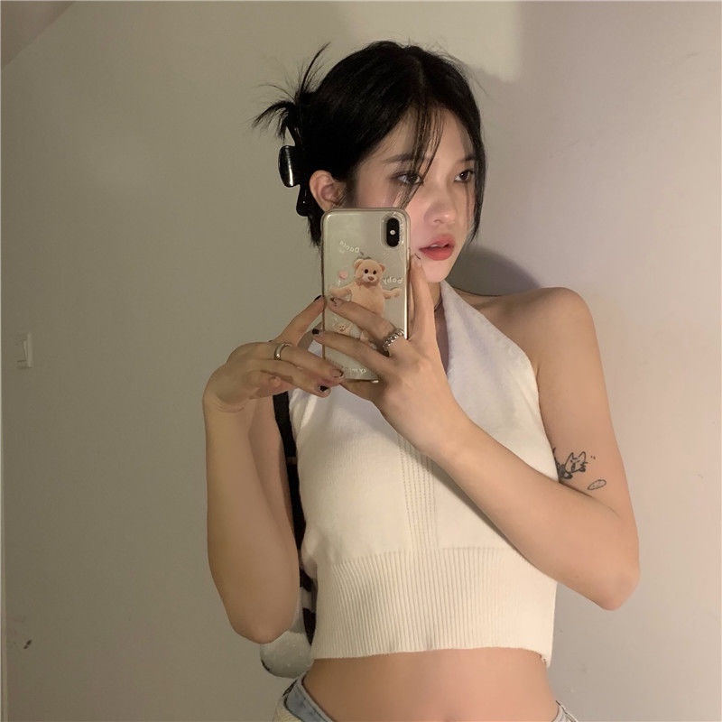 Áo Cổ Yếm Không Tay Thời Trang Hàn Quốc Dành Cho Nữ