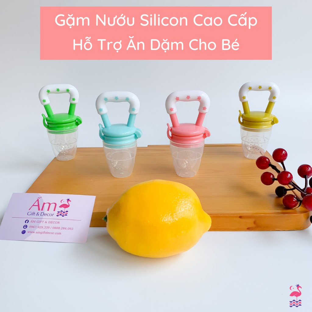 Gặm Nướu Cho Bé Có Nắp Khóa Chốt Ấm Baby Hỗ Trợ Tập Ăn Chống Hóc Silicon Ấm Gift Decor