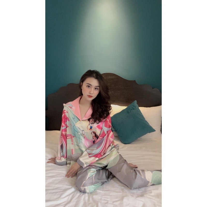 BỘ PIJAMA DÀI CÔ TIÊN HỒNG CAO CẤP