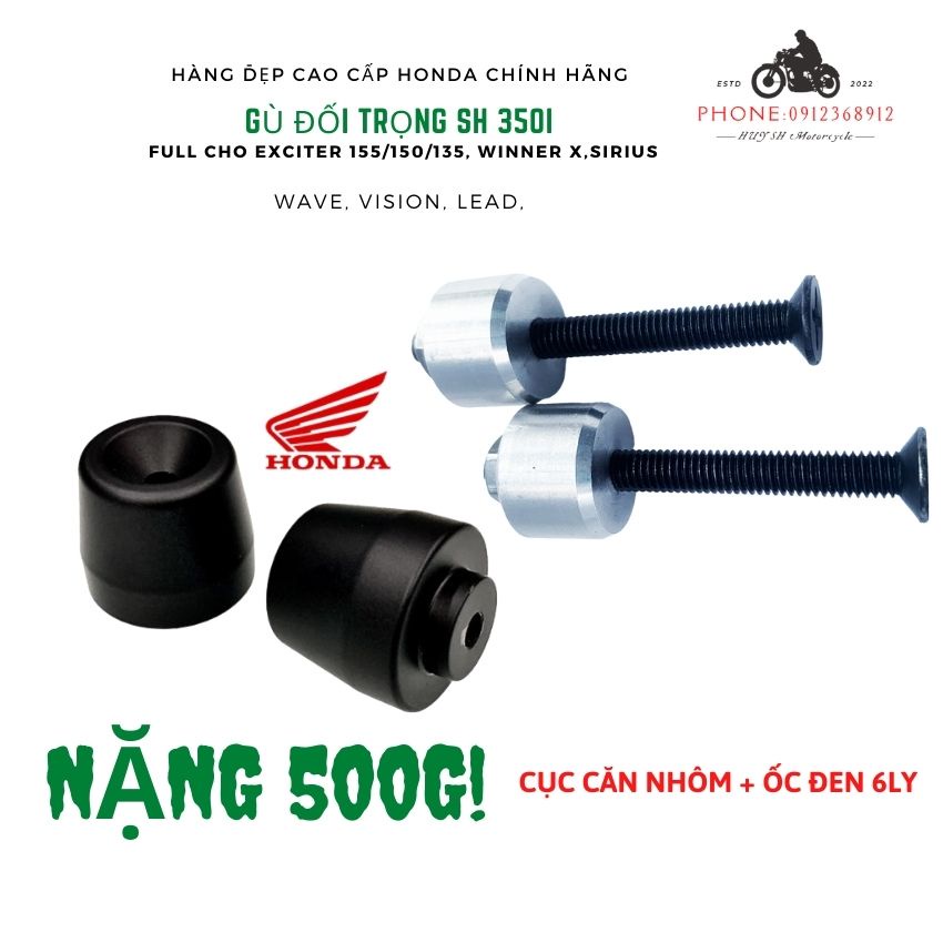 Gù Chống Rung Tay Lái SH 350i Cho Yamaha Exciter 155, exciter 150, Exciter 135, EX 150 ( Cục Căn Nhôm + ỐC Đen)