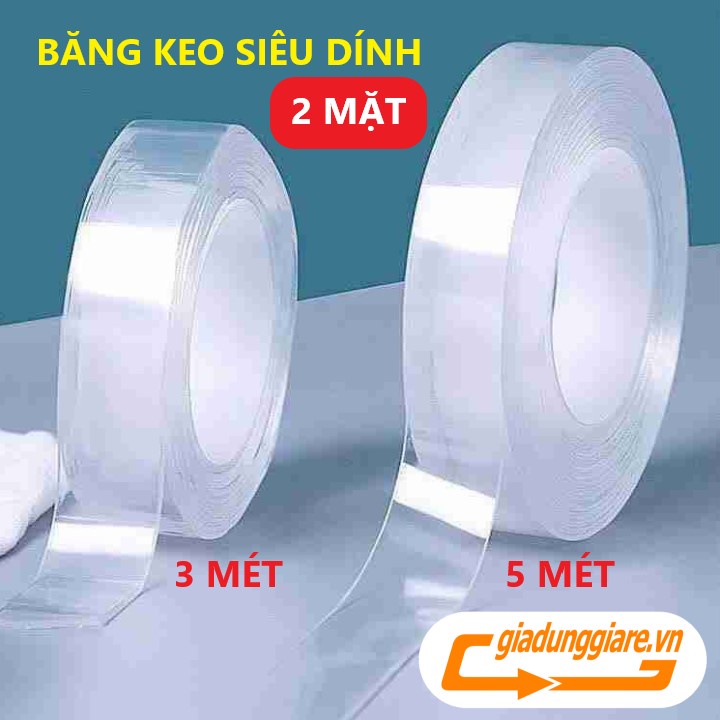 Băng keo siêu dính 2 mặt (Dài 3m, rộng 3cm) cuộn keo dán dính cường lực dùng đa năng trên mọi bề mặt - giadunggiare.vn