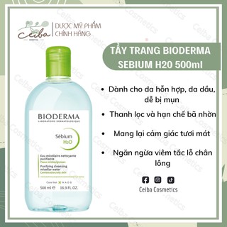 [NỘI ĐỊA PHÁP] Nước tẩy trang B.i.o.d.e.r.m.a Sebium H20 xanh 500ml cho da dầu mụn, da hỗn hợp