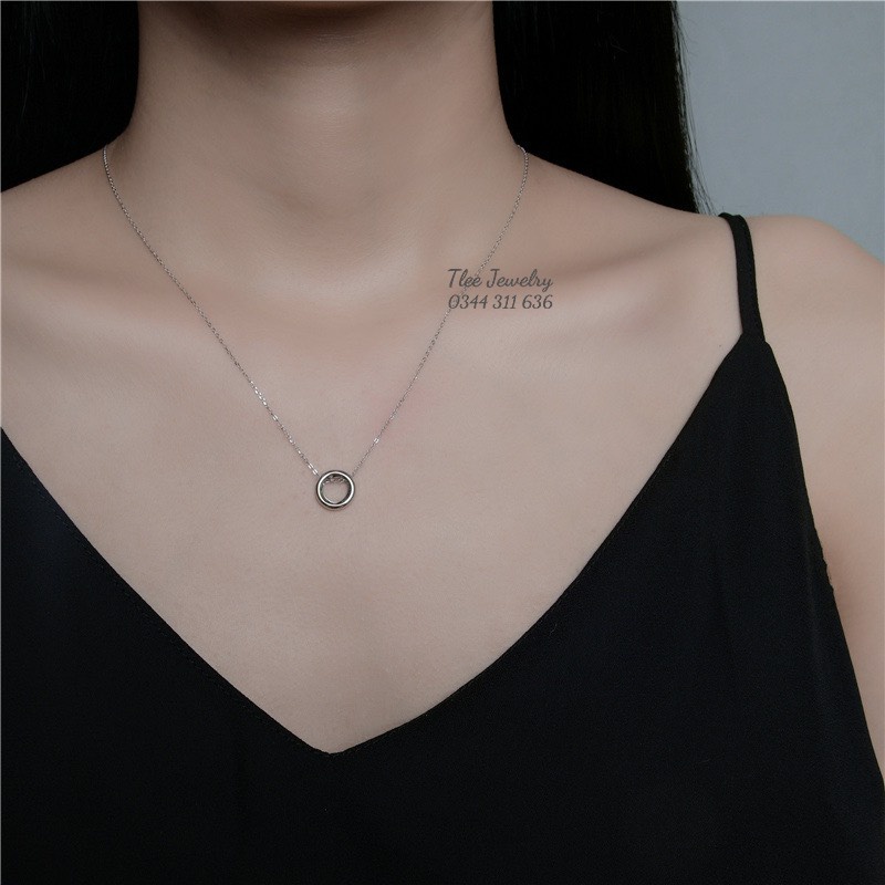 Dây chuyền bạc nữ TLEE mẫu mặt tròn hình khối luồn dây basic TleeJewelry D0220