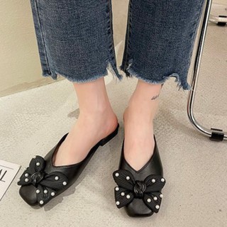 Dép sục nữ mũi tròn gắn nơ đính đá D161