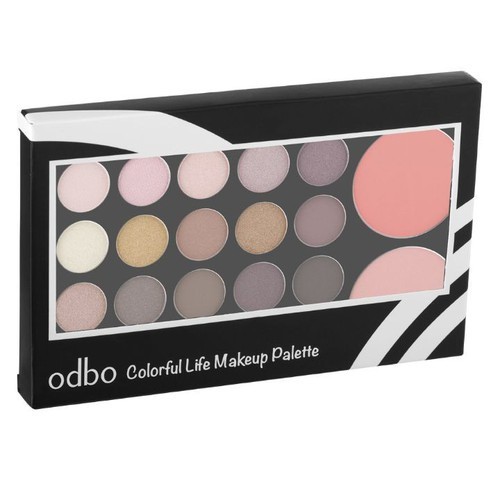 Bảng phấn mắt 15 ô + 2 ô phấn má hồng ODBO OD1017 Colorful Life Makeup Palette - 2 Cọ