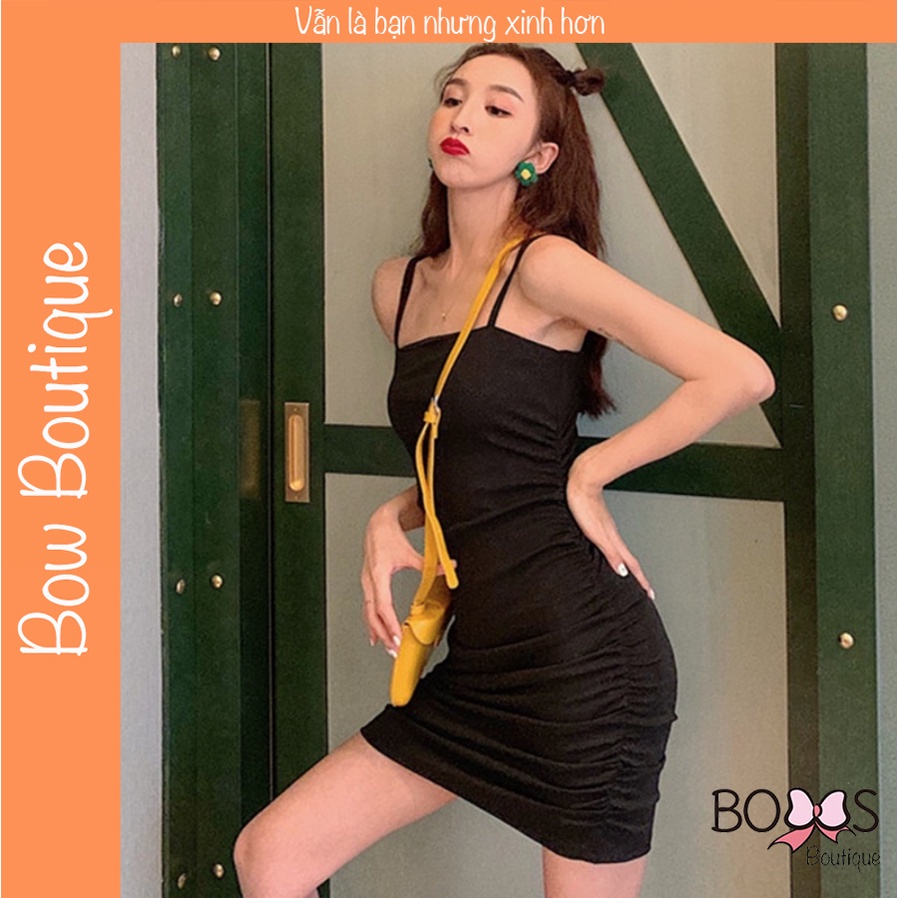 Váy Đầm Body 2 Dây Dúm Eo