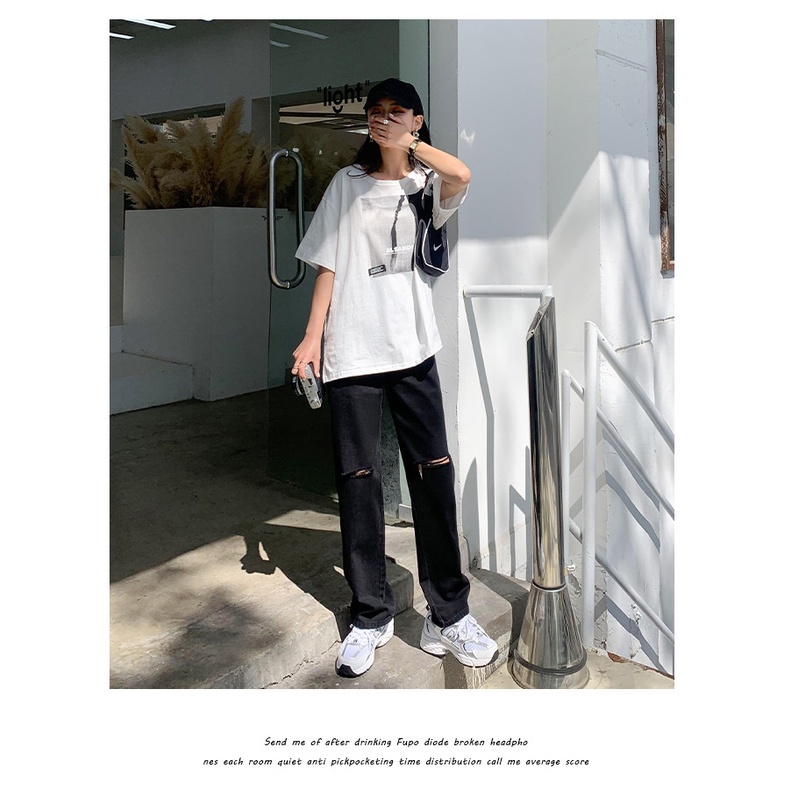 Quần jeans nữ rách 2 gối tạo sư cá tính năng động hottrend 2022