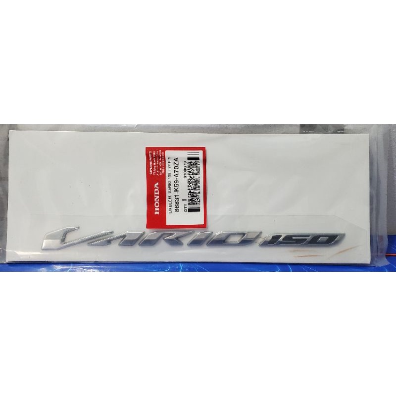 Tem chữ nổi Vario 150 màu bạc zin Honda Indonesia - 86831-K59-A70ZA