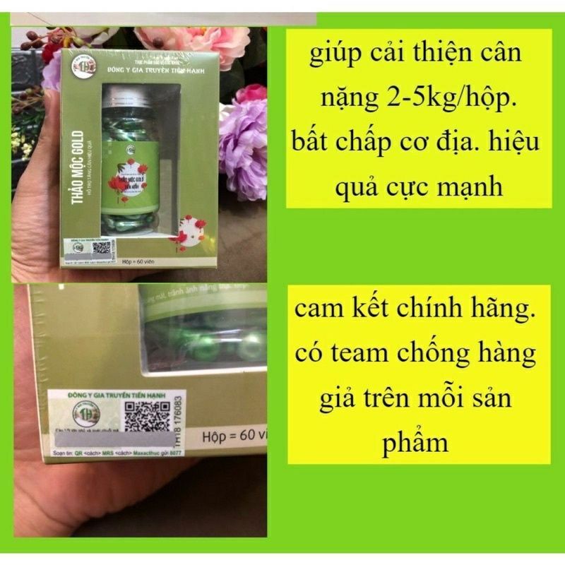 ( CHÍNH HÃNG) THẢO MỘC TĂNG CÂN GOLD THƯỢNG HẠNG HỘP 60VIÊN TĂNG 3-7KG