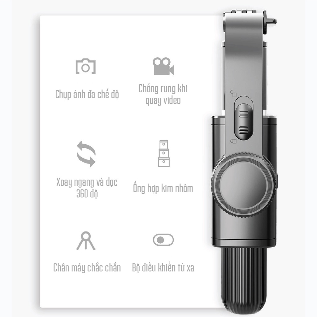 Gimbal thông minh kết nối Bluetooth dành cho điện thoại có chân đỡ tự đứng - Pitek
