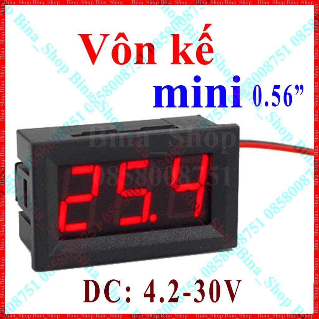 Vôn kế DC 4.5V~30V (Led xanh / vàng), 4V~30V (Led đỏ), Vol kế 0.56 inch