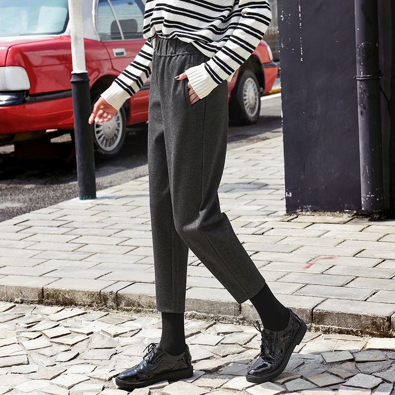 NRVP Quần Len Dài Ống Rộng Phong Cách Hàn Quốc