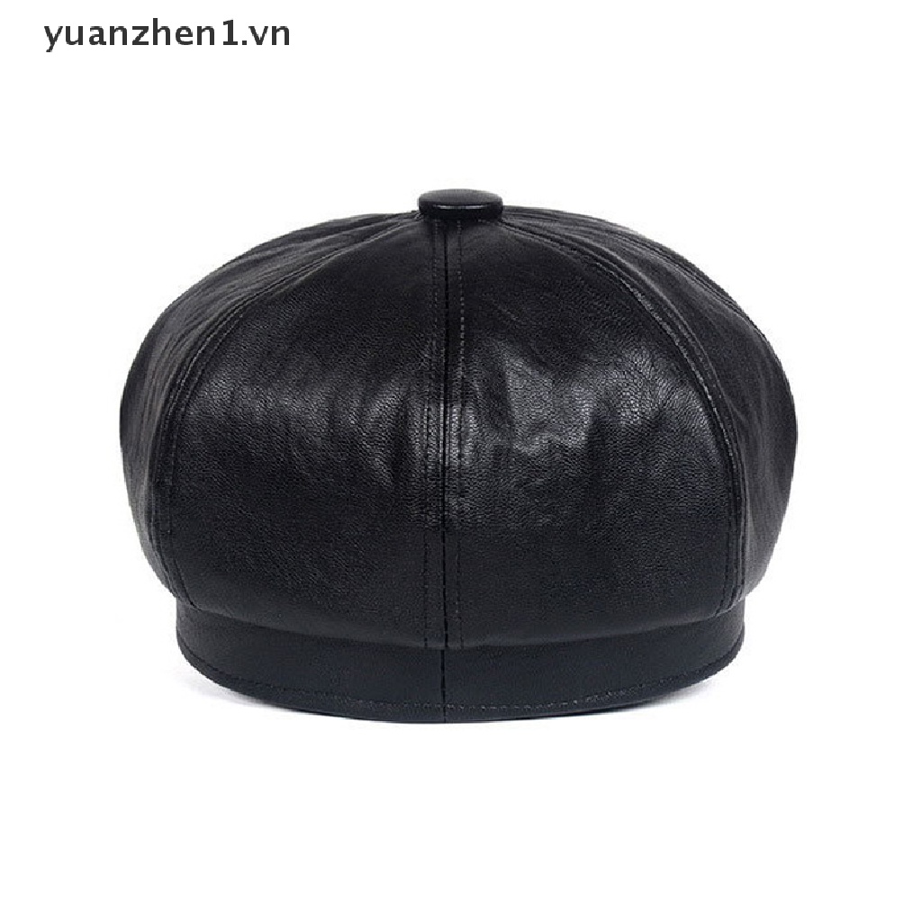 Mũ Da PU Màu Đen Phong Cách Quân Đội Cho Nam Và Nữ