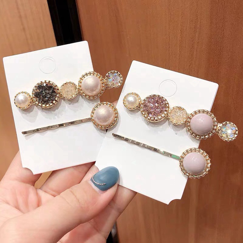 Kẹp Tóc Thẳng Đính Đá / Ngọc Trai Nhân Tạo Phong Cách Hàn Quốc