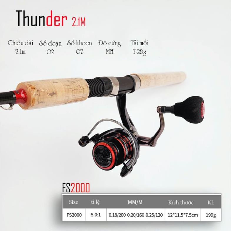 Bộ cần câu lure Thunder máy đứng Deukio FS2000 tặng bộ mồi câu BCM21- Đứng _ Đồ câu Phía bắc