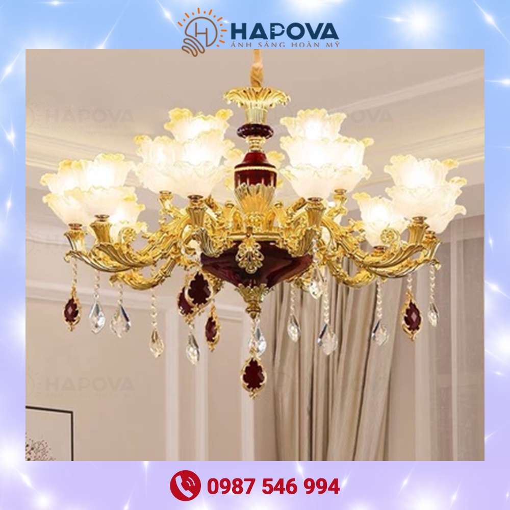 Đèn chùm phòng khách HAPOVA ASOMI 15 tay + Tặng kèm bóng led DCH 6067