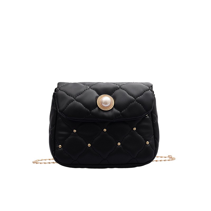 Túi xách đeo chéo nữ da dáng tròn có trần chỉ đính hạt