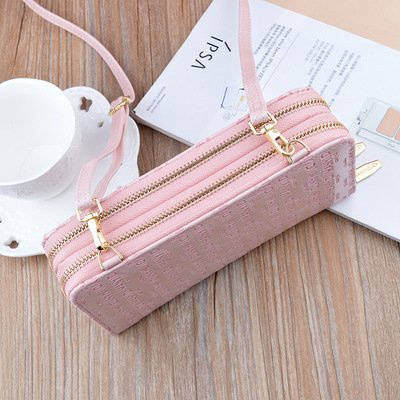 Ví nữ dài cầm tay kèm dây đeo chéo, đeo vai NEW-0033 kiểu dáng 2 khóa kéo tiện dụng, chất liệu da cao cấp, bền đẹp