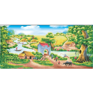 Tranh đính đá phong cảnh làng quê việt -yn5302 103x58cm, chưa đính