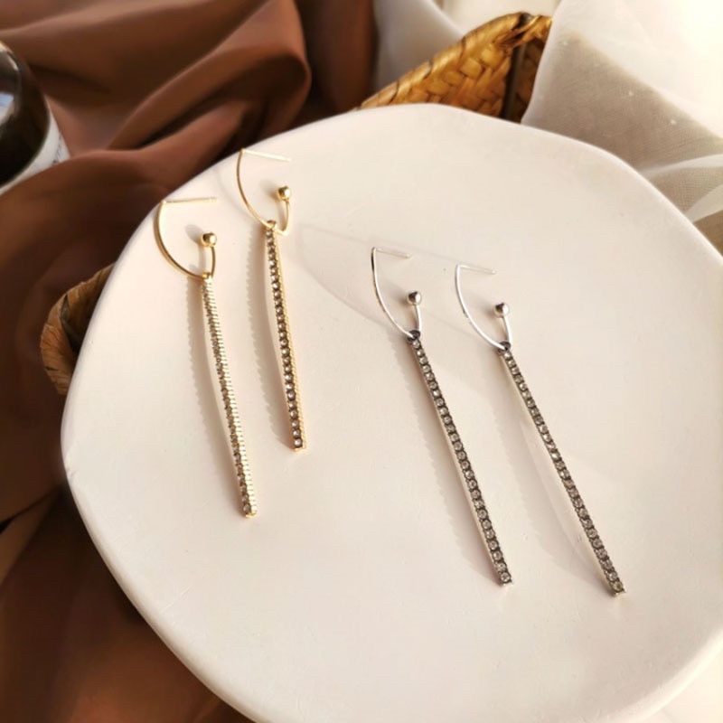 bông tai dáng dài đính đá đeo được 2 phong cách