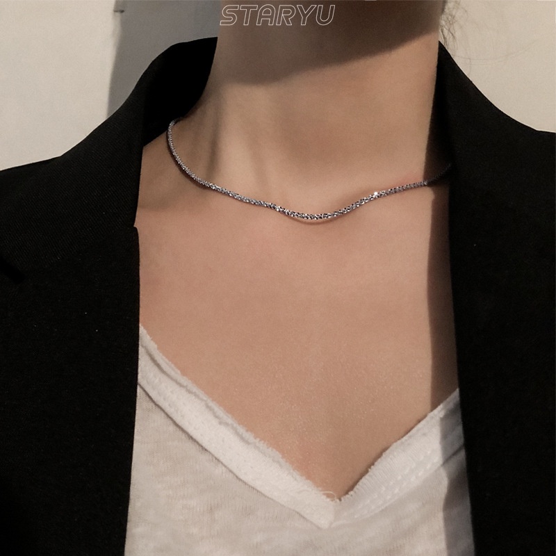 Vòng cổ Choker Mạ Bạc 925 Mặt Hình Ngôi Sao Thời Trang Dành Cho Nữ