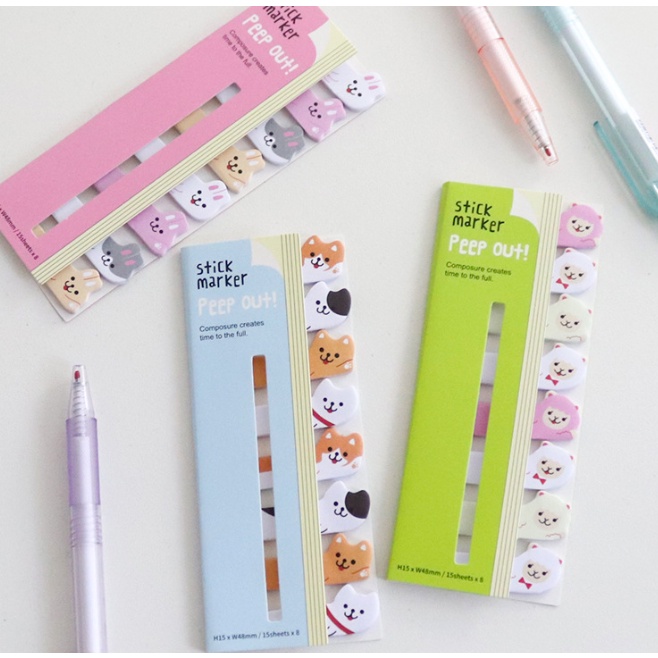 Set 160 Tấm Giấy Ghi Chú Tự Dính Họa Tiết Động Vật Hoạt Hình Trang Trí Đa Ứng Dụng
