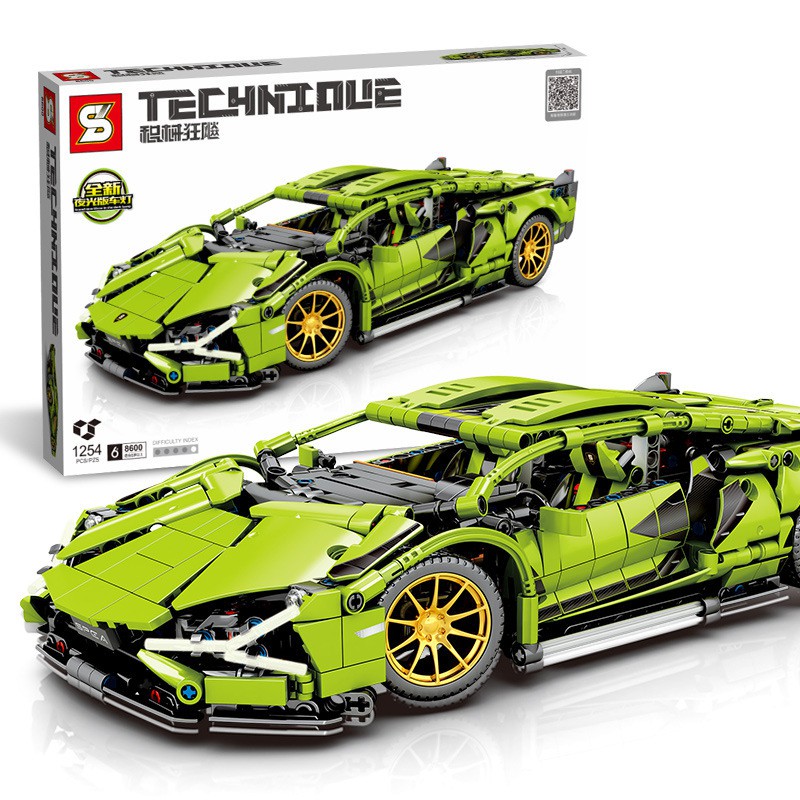 Đồ chơi Lắp ghép Mô hình Lamborghinis Sian FKP37 Aventador Car Roadster Siêu xe 1:14 SY 8600 1254pcs