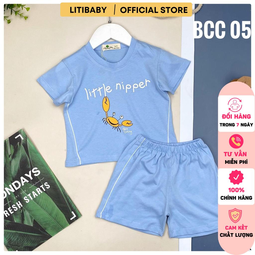 Bộ quần áo bé gái LITIBABY hình ngựa, cua, chất cotton mềm mát, size 2/10T