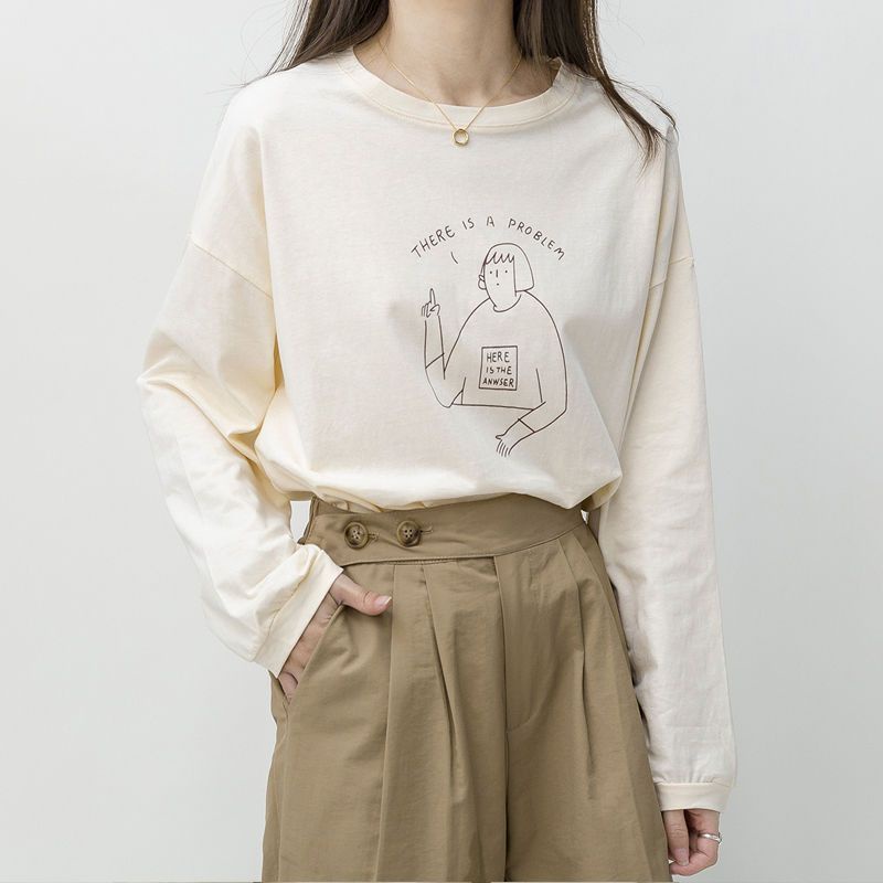 Áo Thun Dài Tay Cổ Tròn In Hình Hàn Quốc Cho Nữ JL-TX-559