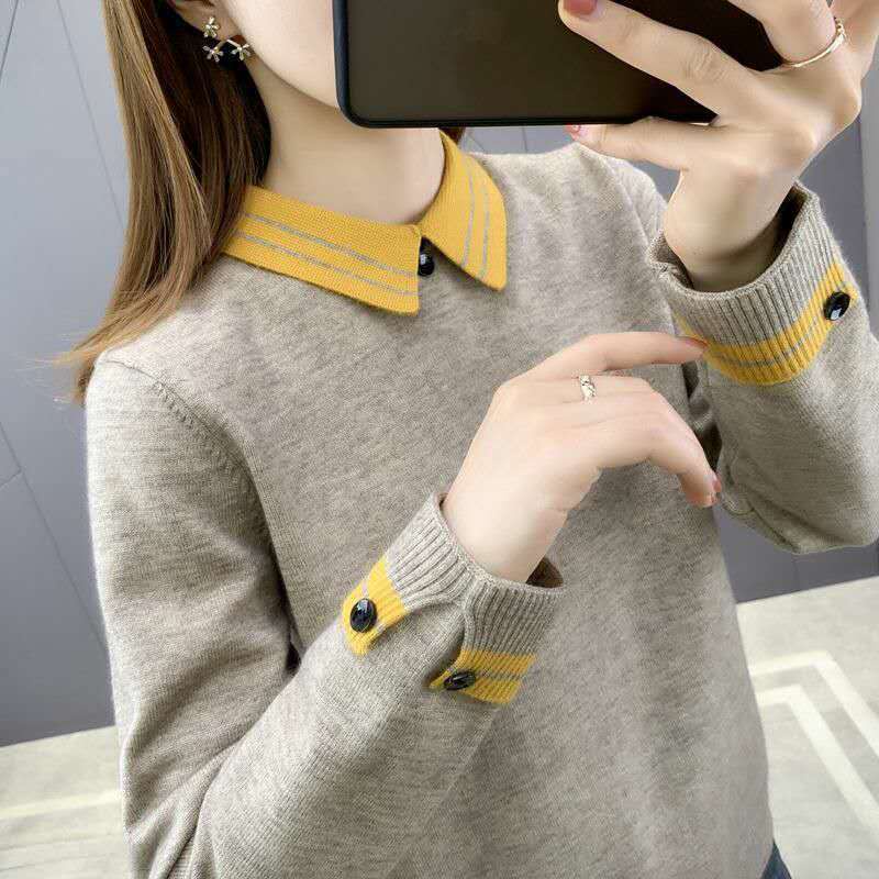 Áo sweater dệt kim dáng rộng thời trang cho phụ nữ trung niên