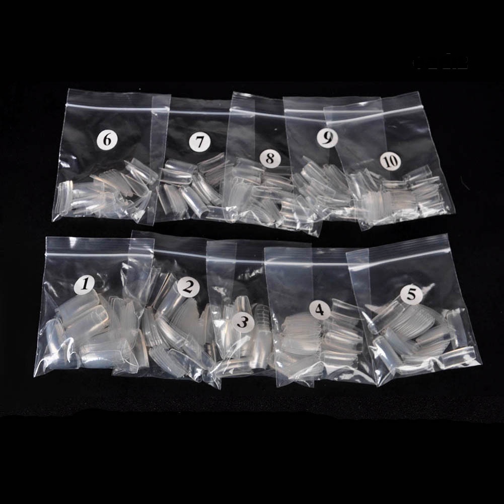 Bộ 500 Móng Tay Giả Bằng Acrylic Chuyên Dụng Cho Làm Đẹp Kiểu Pháp