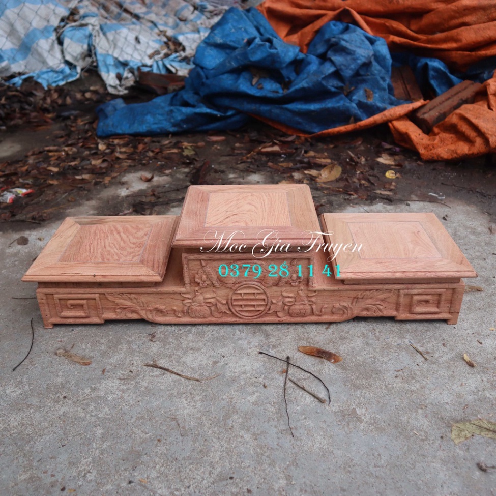 Tam sơn thờ 3 bát hương gia tiên gỗ hương cỡ mặt 14,16,18