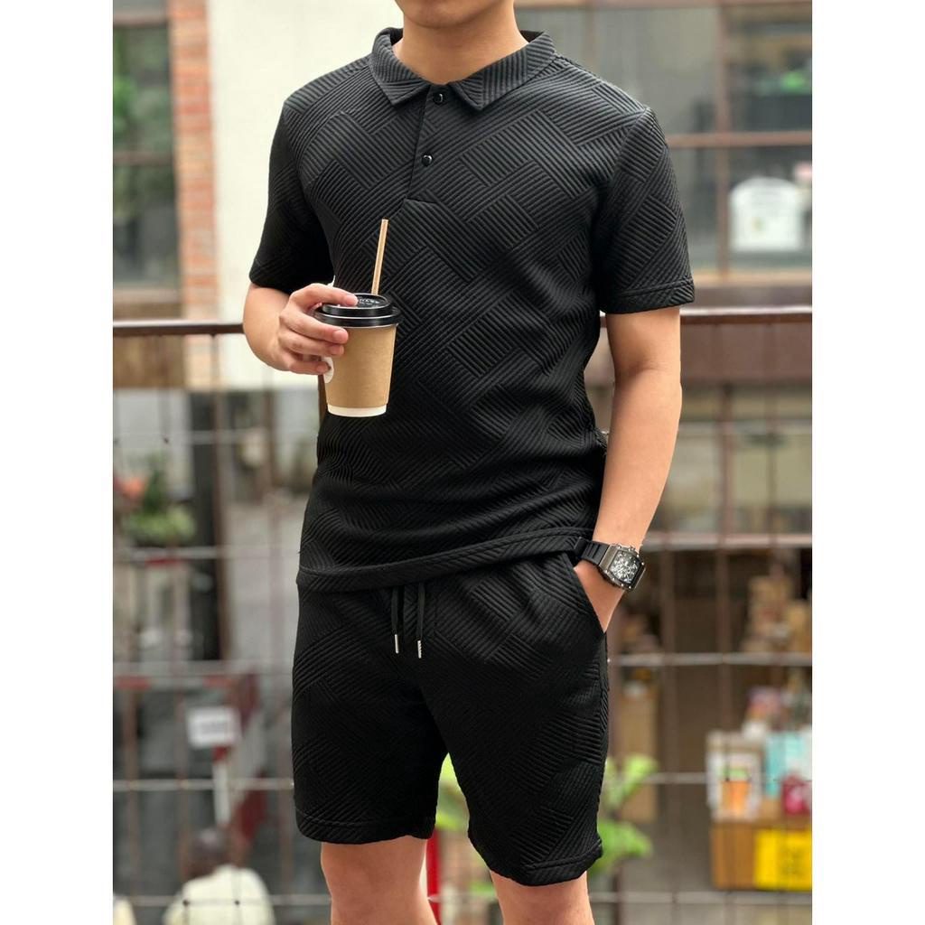 Đồ Bộ Nam Cổ Bẻ Chất Vải Cotton Cao Cấp Thoáng Mát, Bộ Quần Áo Thể Thao Mùa Hè Phong Cách