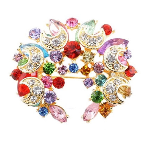 Ghim Cài Áo Hình Trăng Khuyết Phối Đá Nhân Tạo Thời Trang Cho Nữ