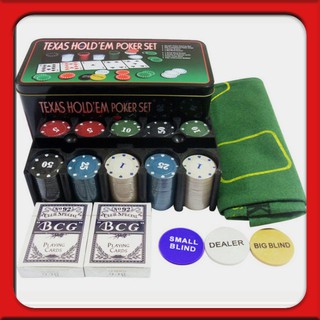 Bộ 200 phỉnh (chip poker) Casino hộp thiếc có khay đựng