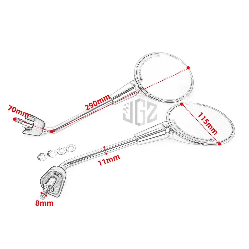 Gương chiếu hậu hình tròn 8mm bằng chrome cho Piaggio Vespa Sprint Primavera 150 GTS GTV 125 250 300