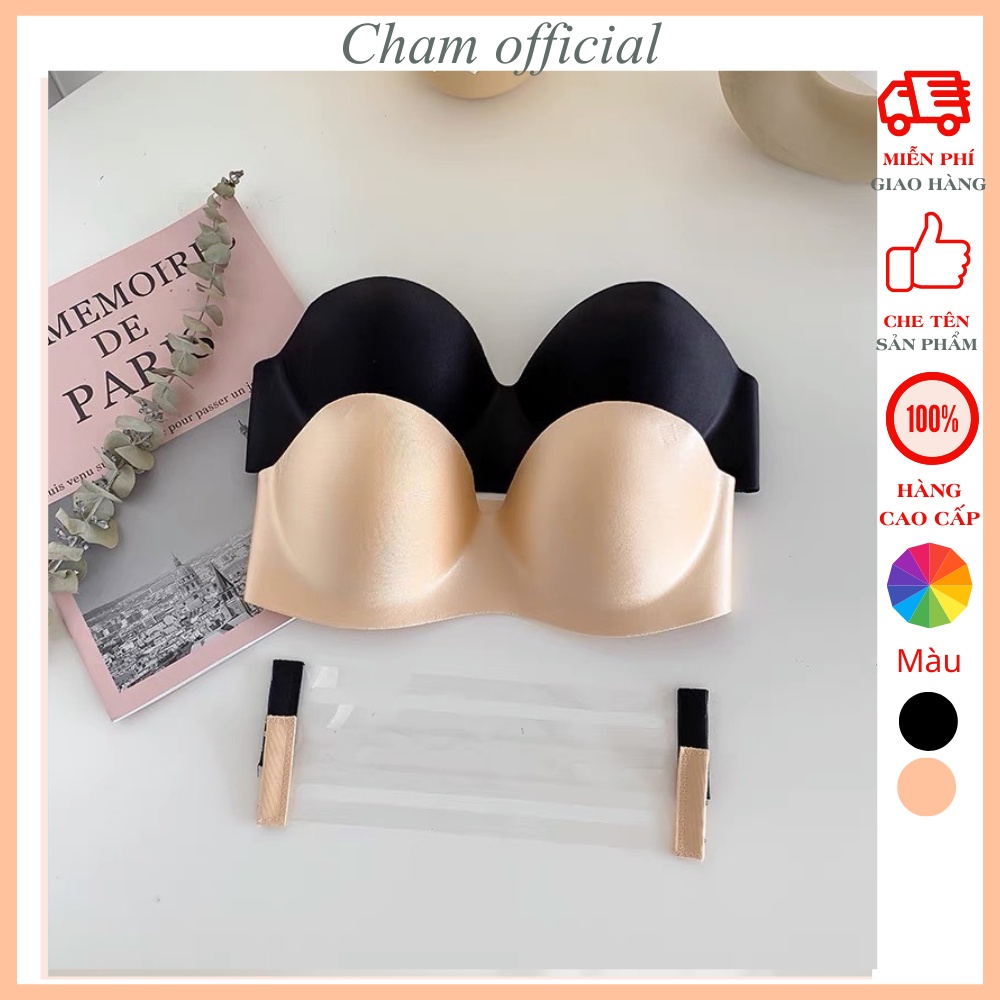 Áo lót nữ cúp ngực quả ngang chống tụt cao cấp Cham áo ngực nữ không dây mặc hở vai và hở lưng tem vàng
