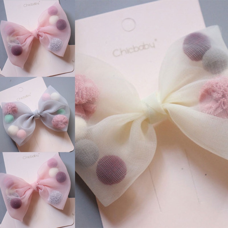 Kẹp Tóc Cá Sấu Phối Ren Lưới Đính Bóng Lông Nhiều Màu Sắc Kiểu Công Chúa Xinh Xắn Cho Bé Gái