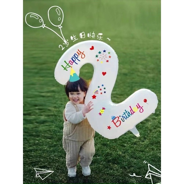 Bóng số trắng,đen, size lớn 70cm, hot trend 2022,-bóng HPBD trắng 🎉FREESHIP🎉
