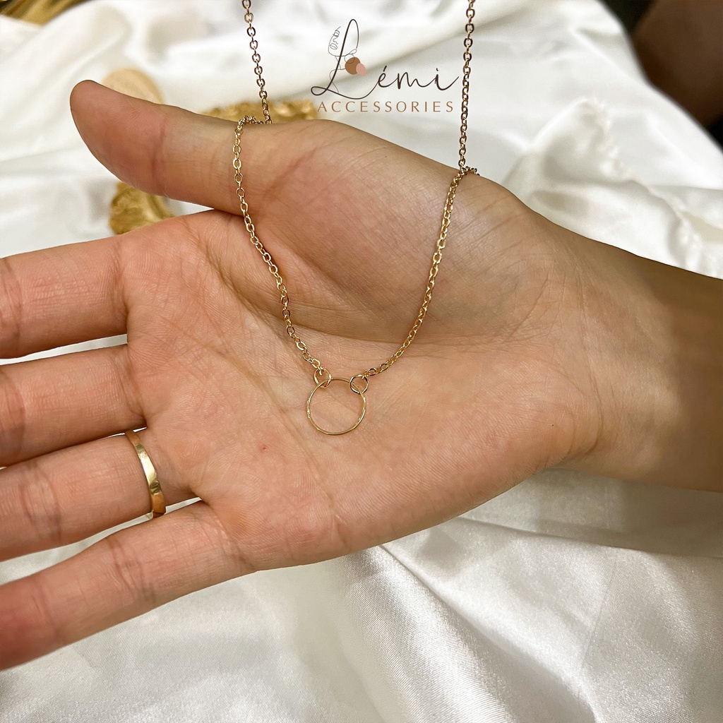 Vòng cổ nữ mặt hình tròn đơn giản dễ phối đồ thời trang Hàn Quốc Lémi accessories