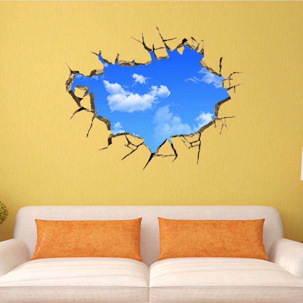 WMES1 Charming Bedroom Living Room Decoration New Arrival Creative Blue Sky White Cloud Wall Sticker Interesting Vivid Nice New Design Lovely Hot Sale Home Decor/Multicolor